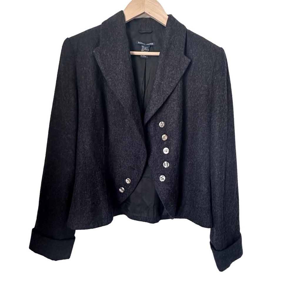 Boston Proper Gray Button Front Jacket Size 14 - image 3